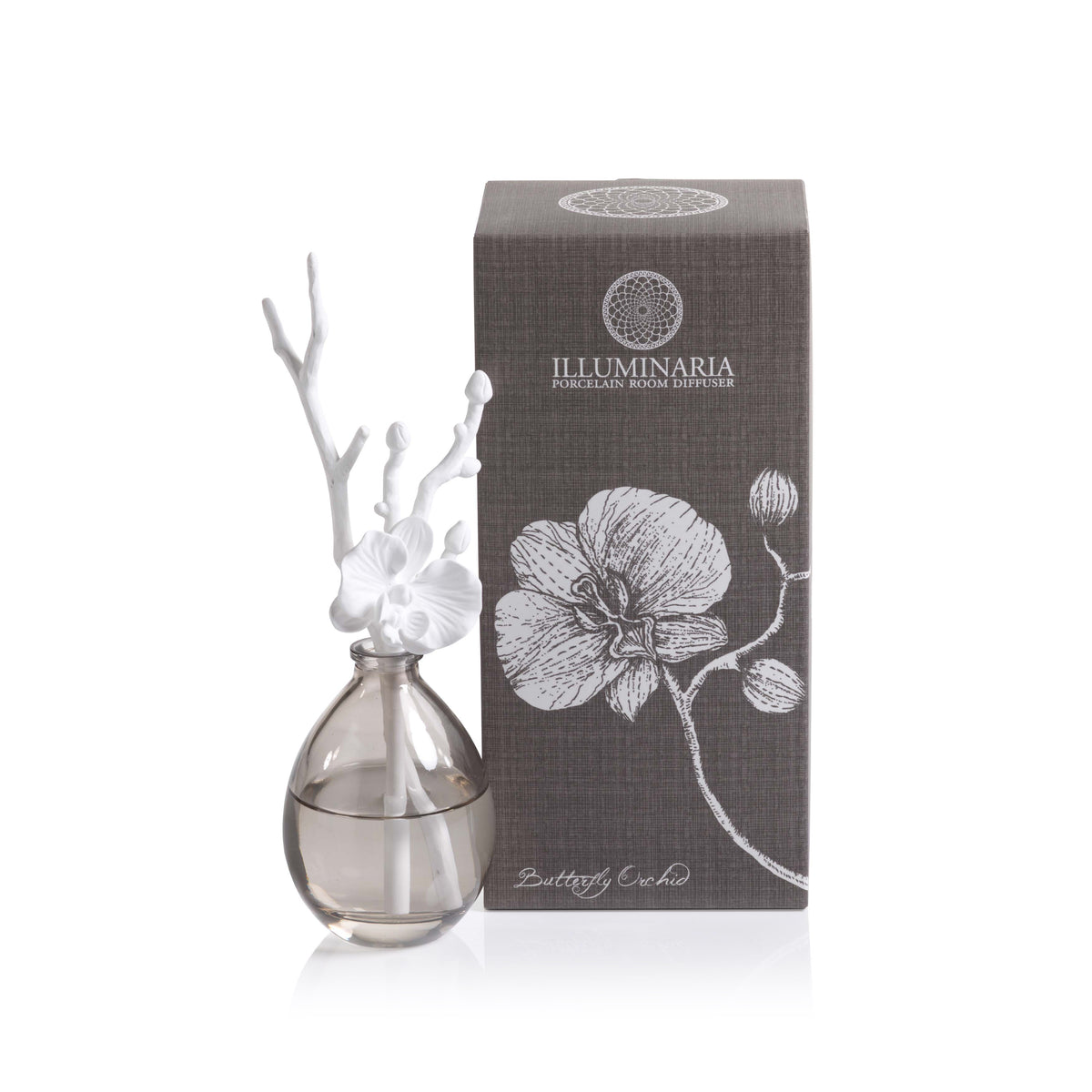 Zodax Illuminaria Porcelain Diffuser, Butterfly Orchid Fragrance