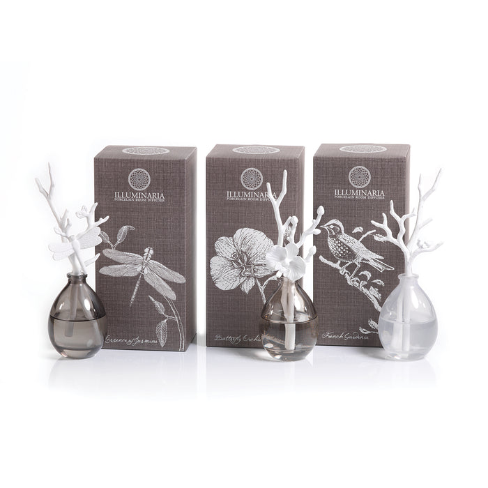 Zodax Illuminaria Porcelain Diffuser, Butterfly Orchid Fragrance