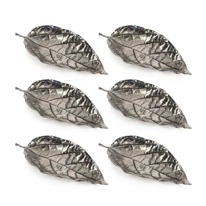Zodax Osage Orange Leaf Antique Pewter Trays, Set of 6