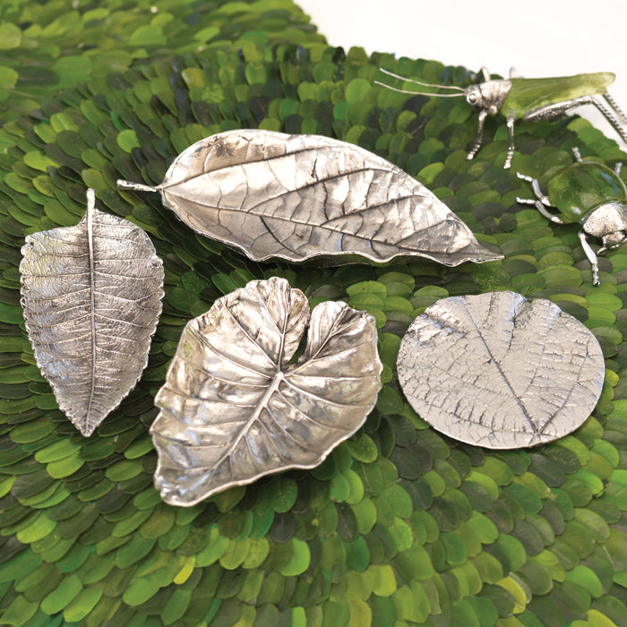 Zodax Aspen Quaking Leaf Antique Pewter Trays, Set of 6