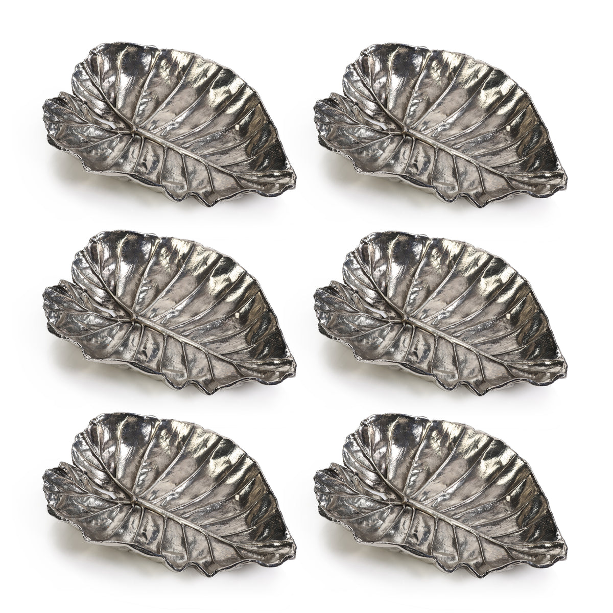 Zodax Aspen Quaking Leaf Antique Pewter Trays, Set of 6