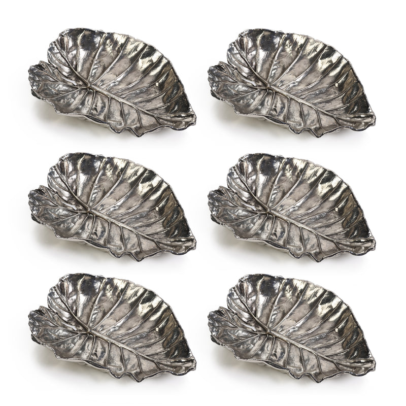 Zodax Aspen Quaking Leaf Antique Pewter Trays, Set of 6