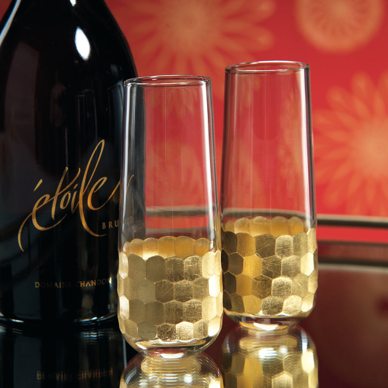 Zodax Vitorrio Stemless Gold Champagne Glasses, Set of 6