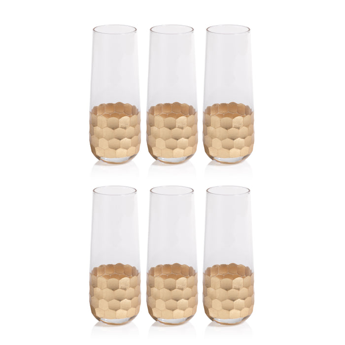 Zodax Vitorrio Stemless Gold Champagne Glasses, Set of 6