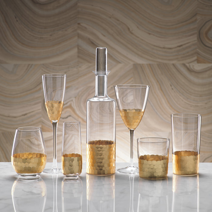 Zodax Vitorrio Stemless Gold Wine Glasses, Set of 6