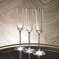 Zodax 11.25-Inch Tall Zalli Champagne Flute with Gold Rim, Set of 6