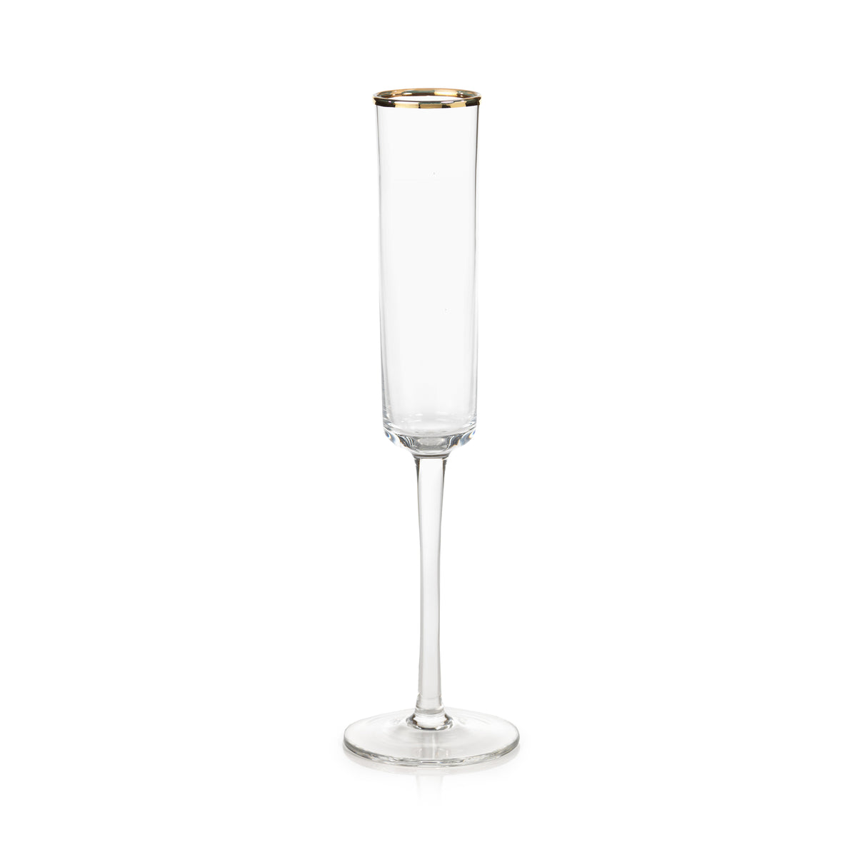 Zodax 11.25-Inch Tall Zalli Champagne Flute with Gold Rim, Set of 6