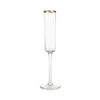 Zodax 11.25-Inch Tall Zalli Champagne Flute with Gold Rim, Set of 6