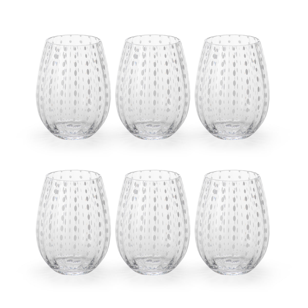 Zodax 5-Inch Tall Fintan Stemless Glass, Set of 6