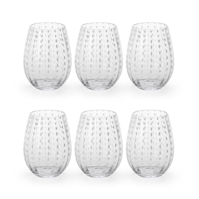 Zodax 5-Inch Tall Fintan Stemless Glass, Set of 6
