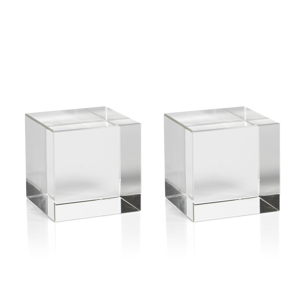 Zodax 3.5-Inch Jacy Crystal Glass Straight Cube- Set of 2