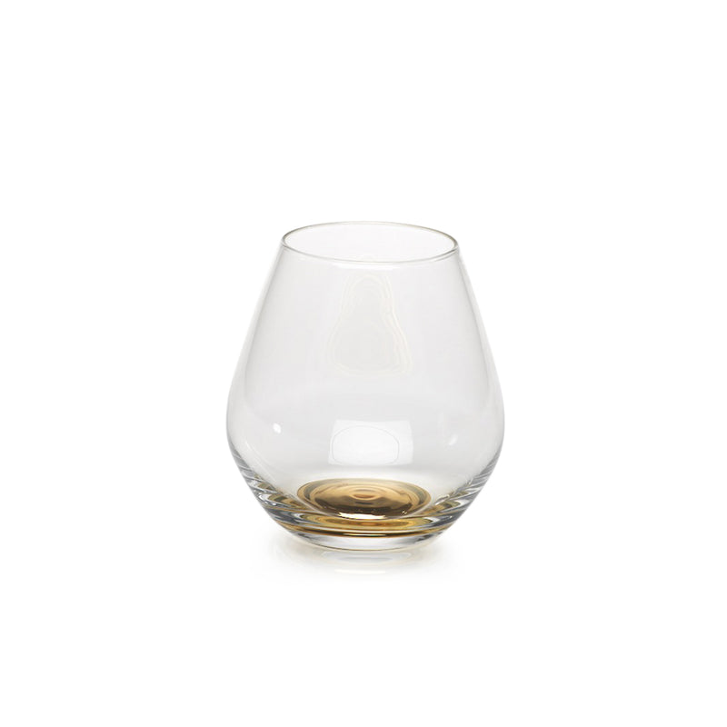 Zodax Golden Base Stemless Wine Glasses, Set of 4