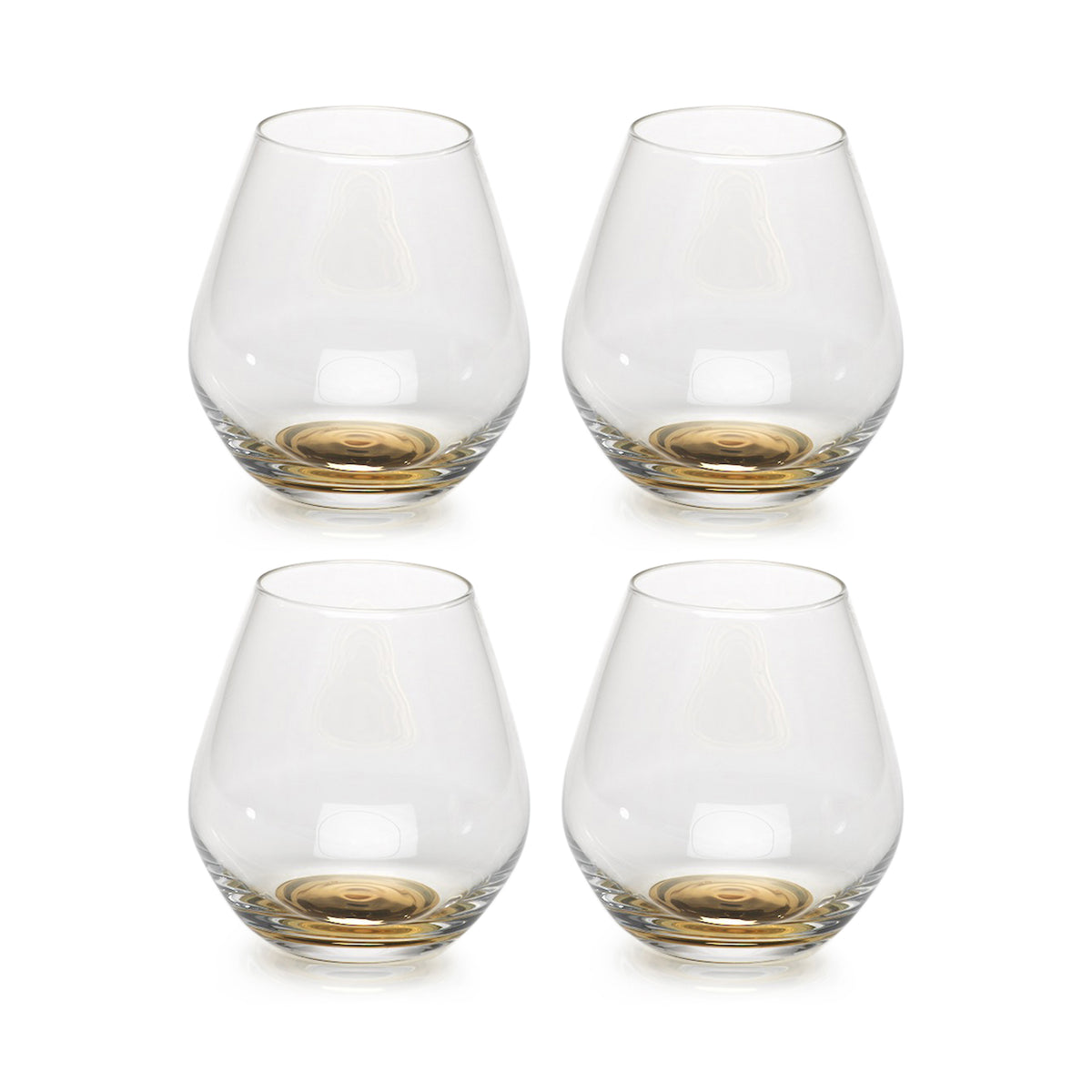 Zodax Golden Base Stemless Wine Glasses, Set of 4