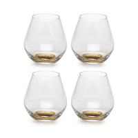 Zodax Golden Base Stemless Wine Glasses, Set of 4