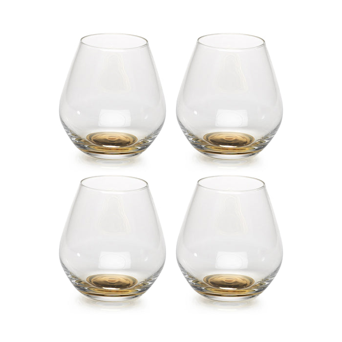 Zodax Golden Base Stemless Wine Glasses, Set of 4