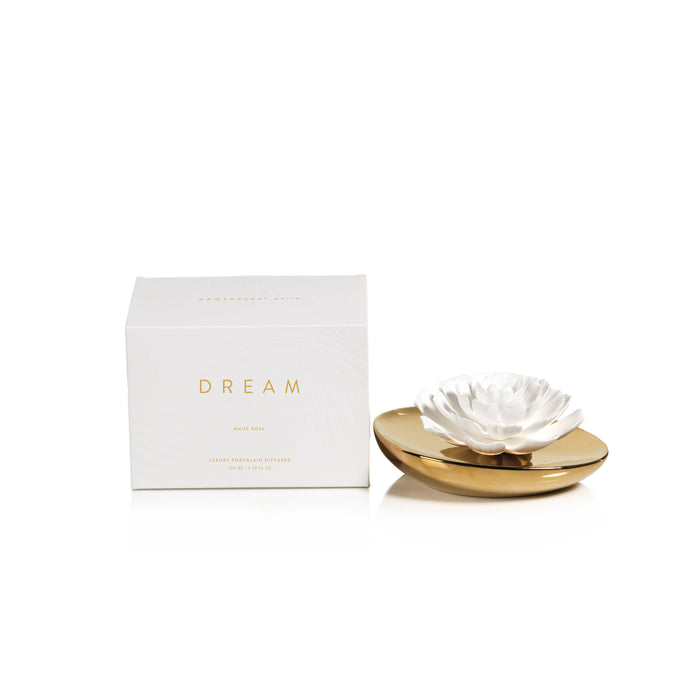 Zodax Dream Porcelain Flower Diffuser- White Rose