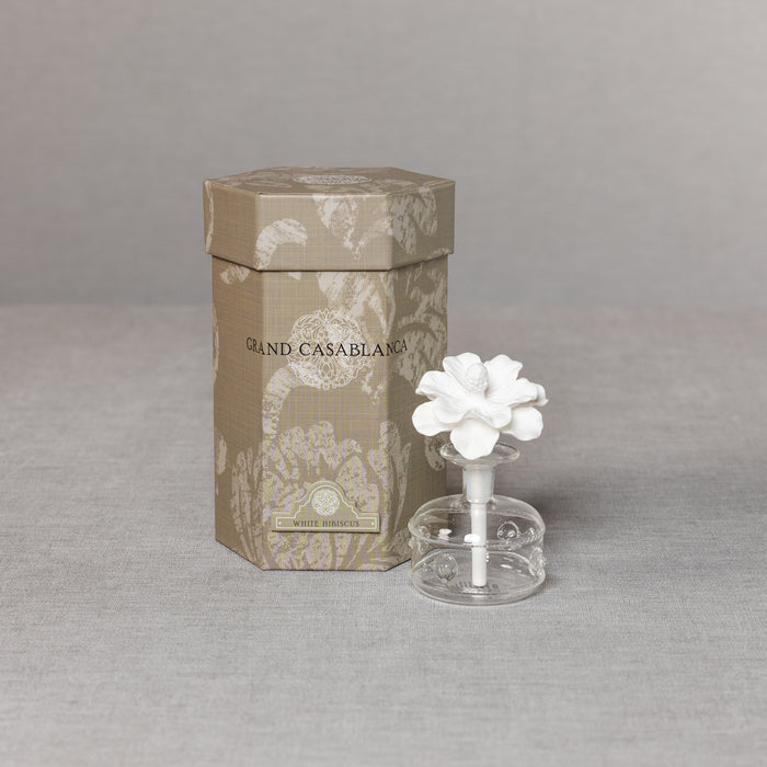 Zodax Mini Grand Casablanca Porcelain Diffuser, White Hibiscus