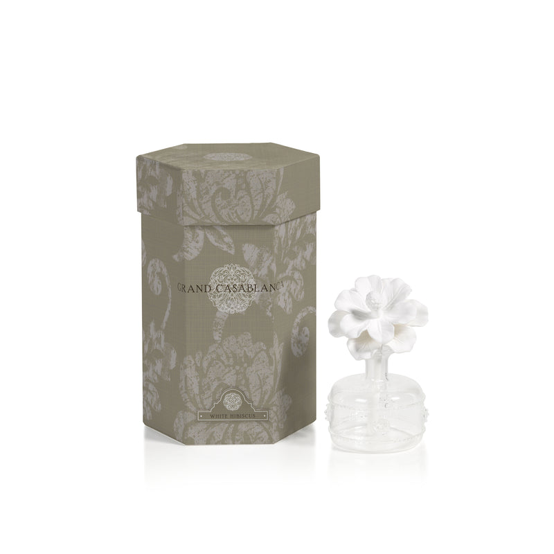 Zodax Mini Grand Casablanca Porcelain Diffuser, White Hibiscus