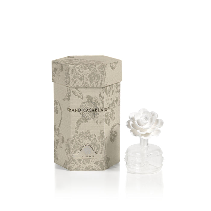 Zodax Mini Grand Casablanca Porcelain Diffuser, White Rose