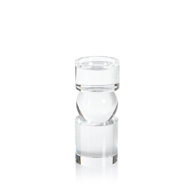 Zodax Renata 9.5-Inch Tall Clear Crystal Pillar Candle Holder