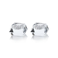 Zodax Davi Clear Crystal Tealight Candle Holders, Set of 2