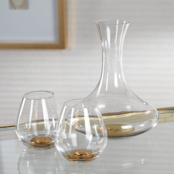 Zodax Bevis 9.75" Tall Wine Glass Decanter with Gold Base