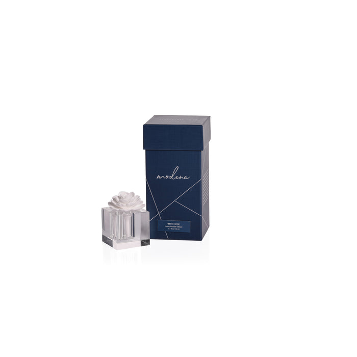 Zodax Modena Small Porcelain Diffuser, White Rose
