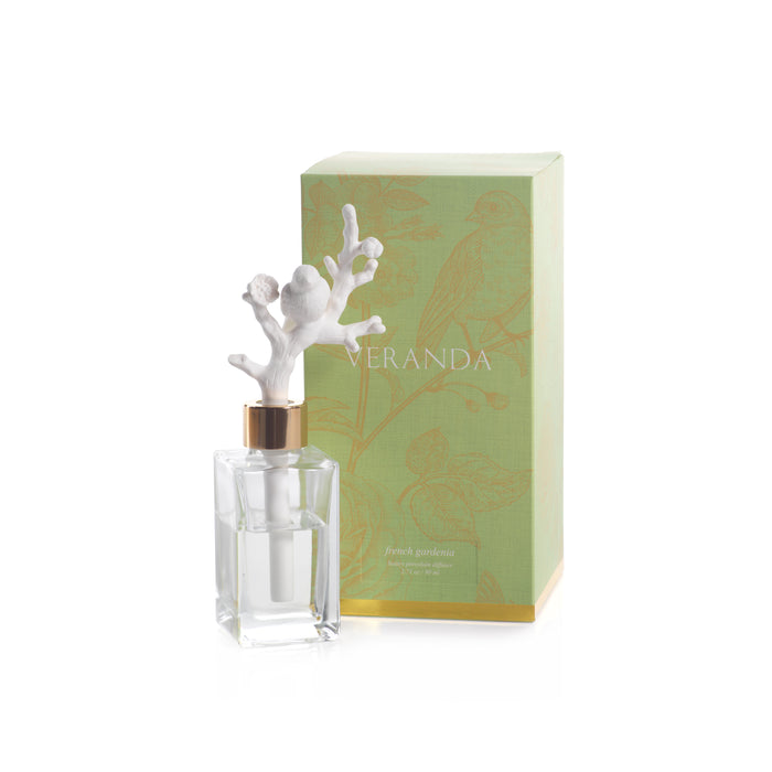 Zodax Veranda French Gardenia Porcelain Diffuser, Bird on Branch