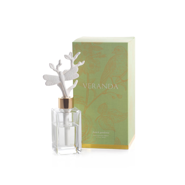 Zodax Veranda French Gardenia Porcelain Diffuser, Dragonfly
