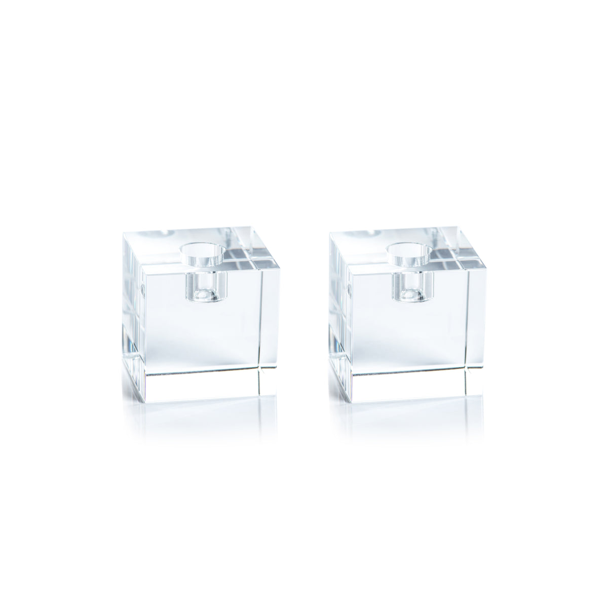 Zodax Coco 2-Piece Set Crystal Glass Taper Candle Holders