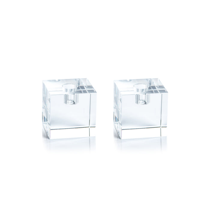 Zodax Coco 2-Piece Set Crystal Glass Taper Candle Holders
