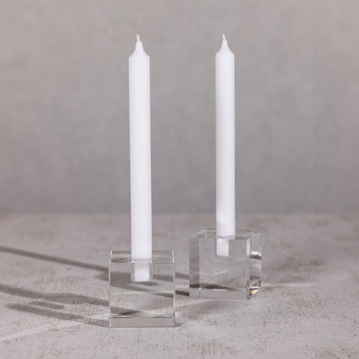 Zodax Coco 2-Piece Set Crystal Glass Taper Candle Holders