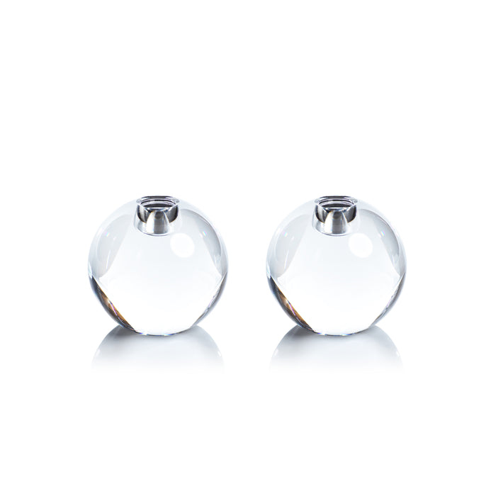 Zodax Coco 2-Piece Set Crystal Glass Taper Candle Holders