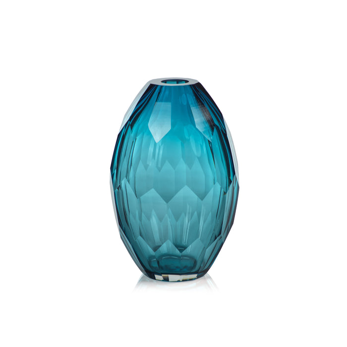 Zodax Nixie Hand Cut Glass Vase, 6.25" x 6.25" x 9.25"