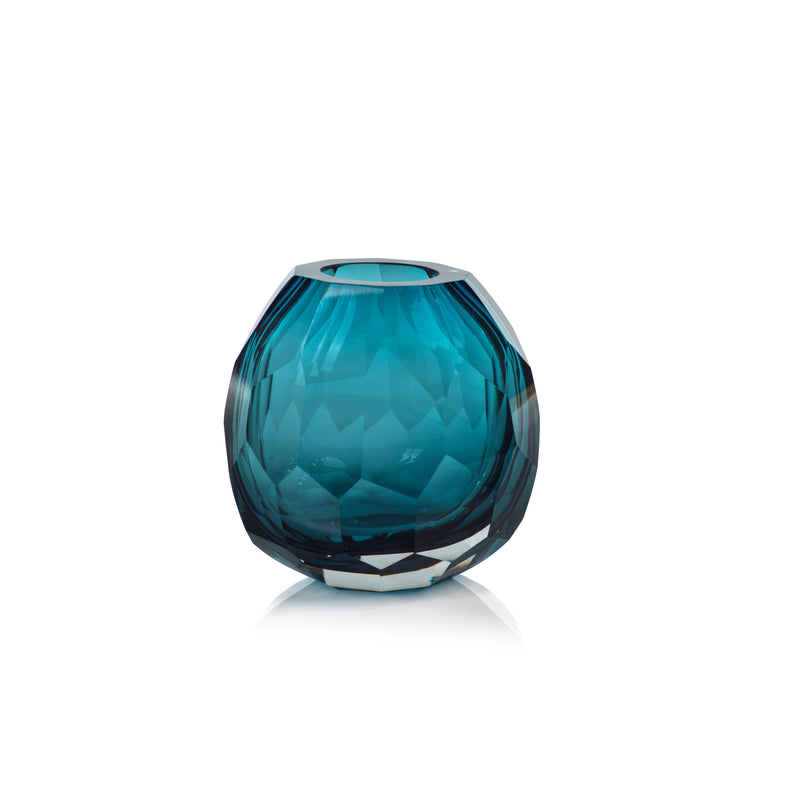 Zodax Nixie Hand Cut Glass Vase, 6" x 4.25" x 6"
