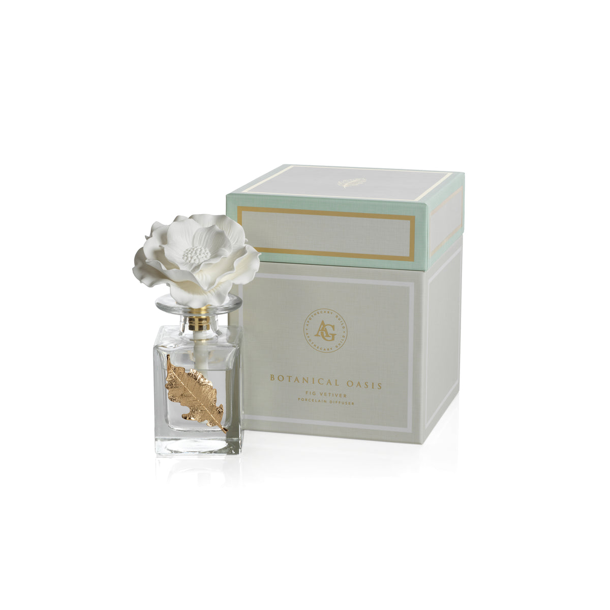 Zodax Botanical Oasis Fig Vetiver Porcelain Diffuser, Leaf