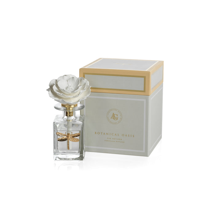 Zodax Botanical Oasis Fig Vetiver Porcelain Diffuser, Dragonfly