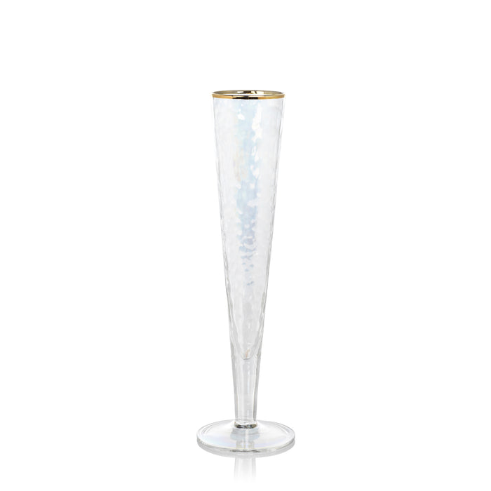 Zodax Kampari Slim Champagne Flutes with Gold Rim, Set of 4