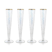 Zodax Kampari Slim Champagne Flutes with Gold Rim, Set of 4