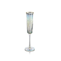 Zodax Kampari Triangular Champagne Flutes with Gold Rim, Luster, Set of 4