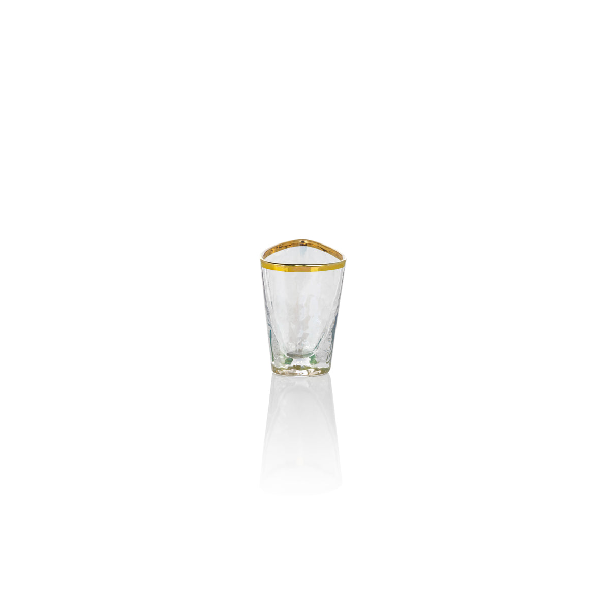 Zodax Kampari Triangular Shot Glasses with Gold Rim, Luster, Set of 6