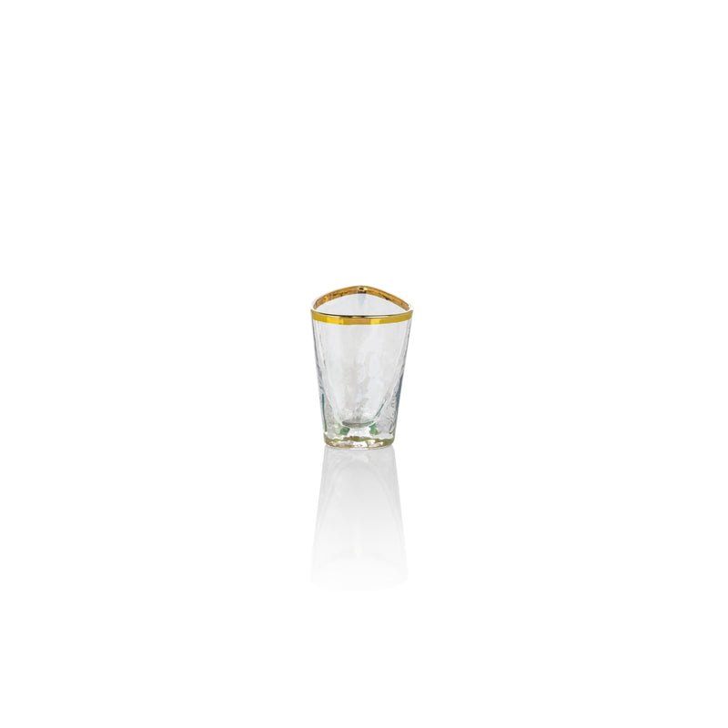 Zodax Kampari Triangular Shot Glasses with Gold Rim, Luster, Set of 6