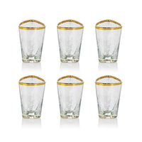 Zodax Kampari Triangular Shot Glasses with Gold Rim, Luster, Set of 6