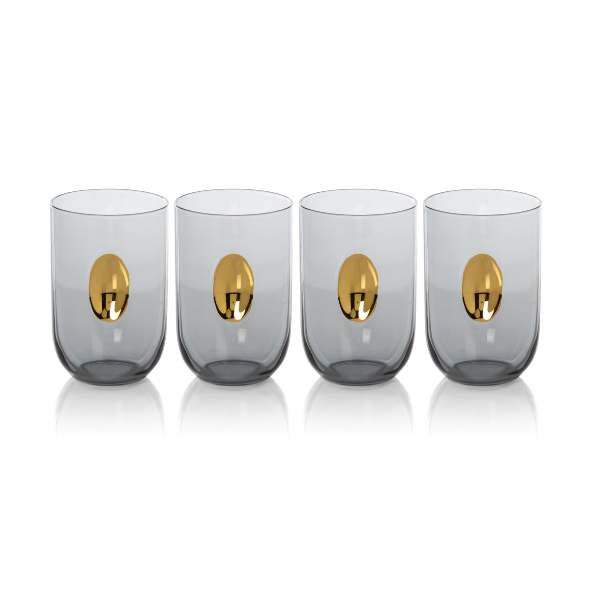 Zodax Ambrosi Tumblers with Gold Accent, Gray, Set of 4