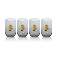 Zodax Ambrosi Tumblers with Gold Accent, Gray, Set of 4