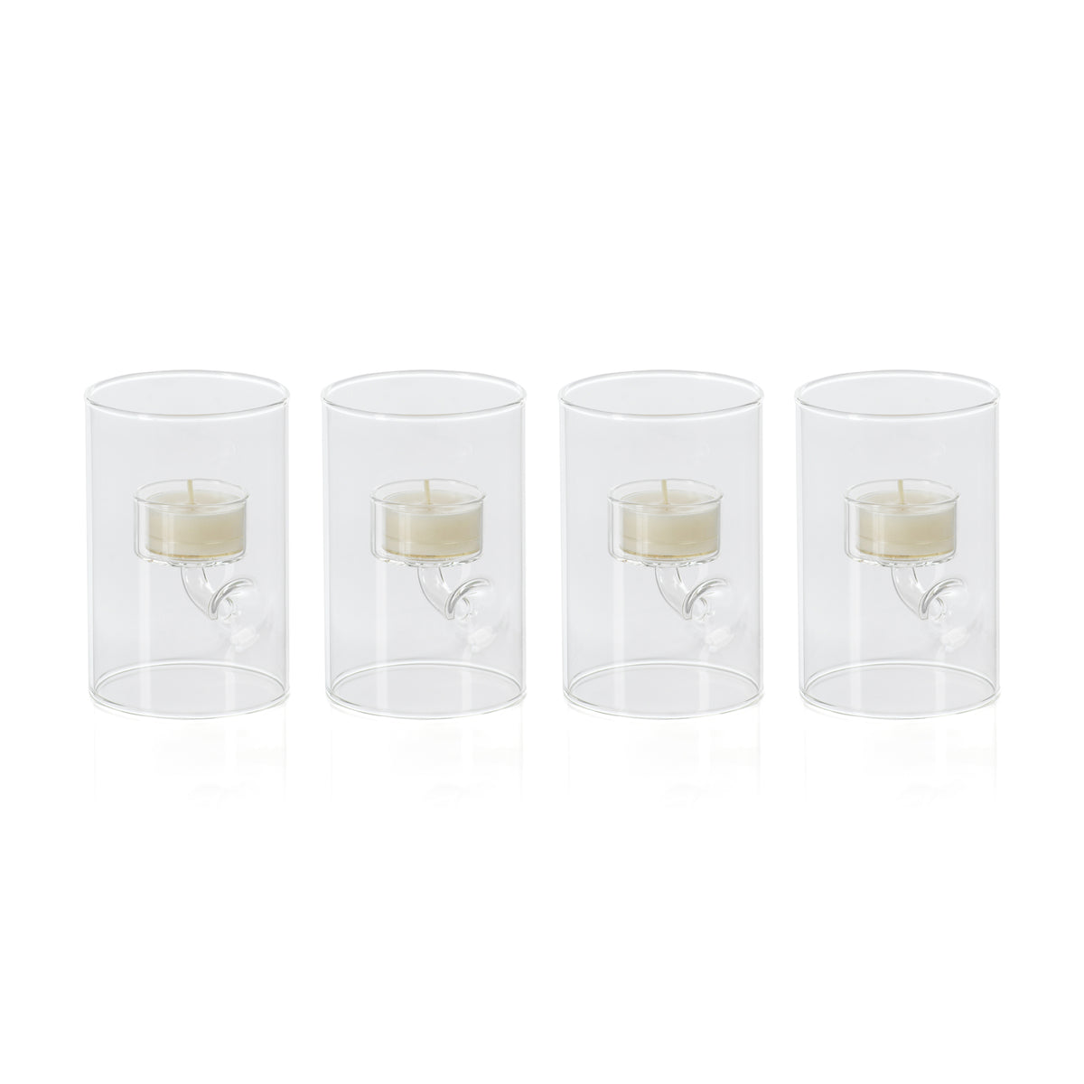 Zodax Kelly 4-Piece Set Glass Tealight Holder/Hurricane, Small
