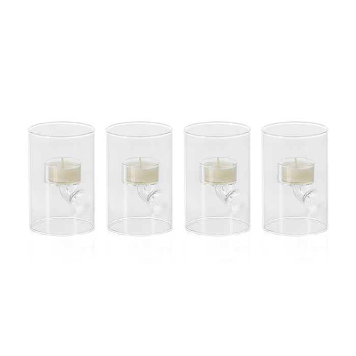 Zodax Kelly 4-Piece Set Glass Tealight Holder/Hurricane, Small