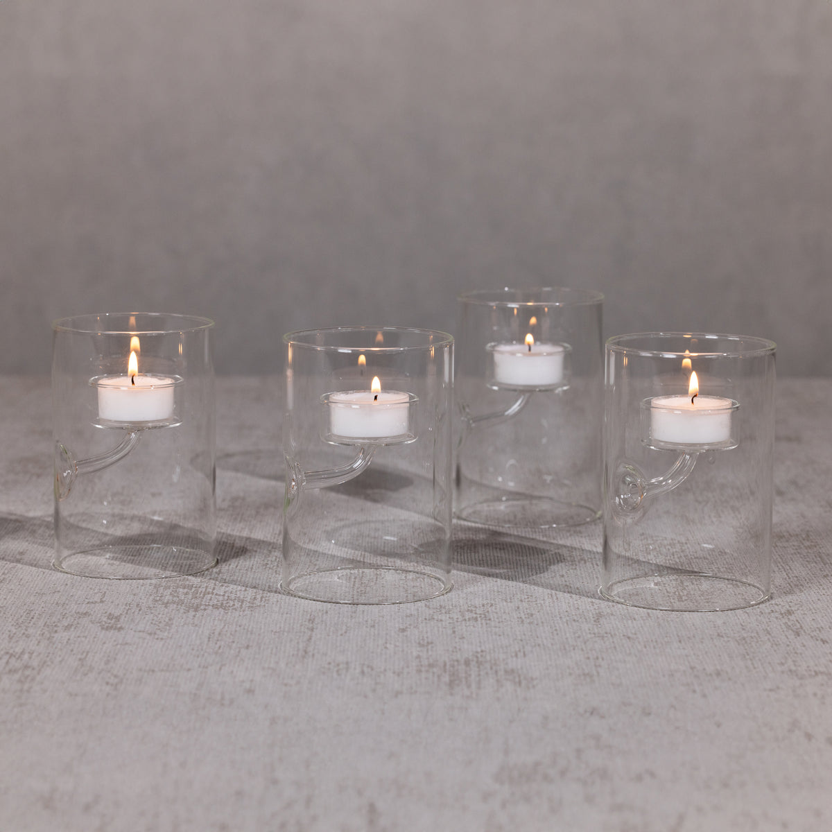 Zodax Kelly 4-Piece Set Glass Tealight Holder/Hurricane, Small