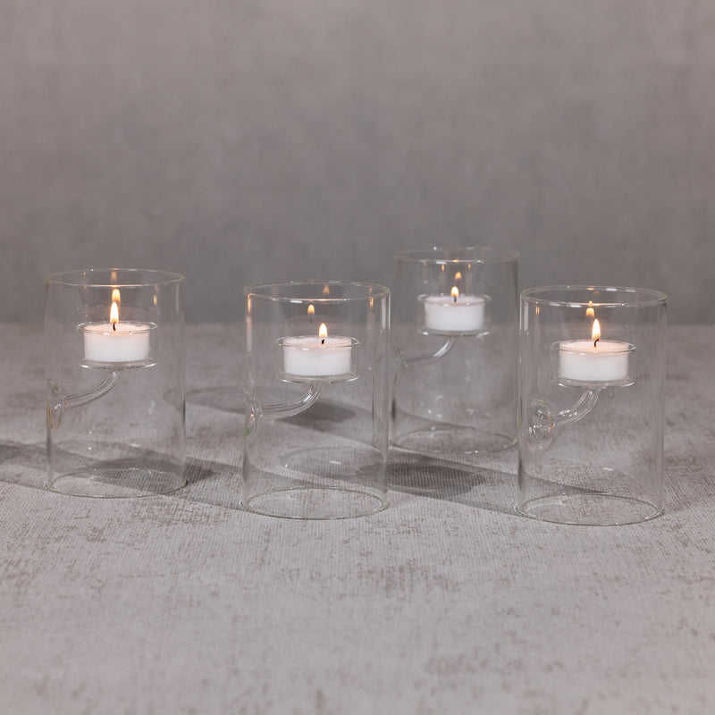 Zodax Kelly 4-Piece Set Glass Tealight Holder/Hurricane, Small