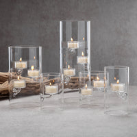 Zodax Kelly 4-Piece Set Glass Tealight Holder/Hurricane, Large